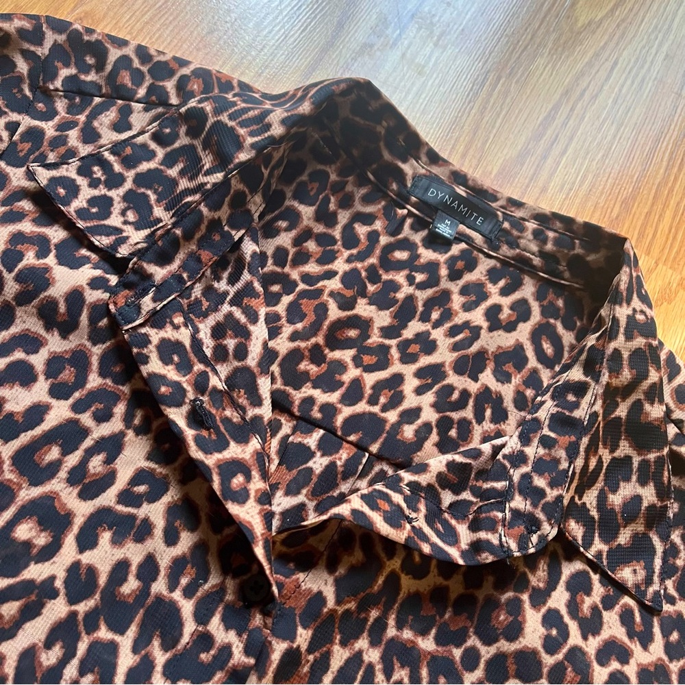 Dynamite - Leopard Print Button Down Blouse